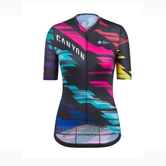 2019 Cycling Jersey Women Canyon Sram Black Red Short Sleeve and Bib Short