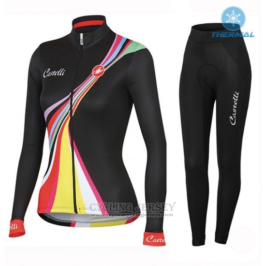 2016 Cycling Jersey Women Castelli Black Long Sleeve and Bib Tight