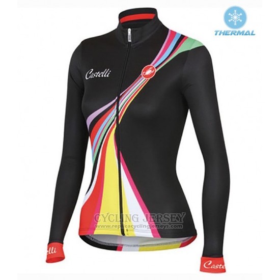 2016 Cycling Jersey Women Castelli Black Long Sleeve and Bib Tight