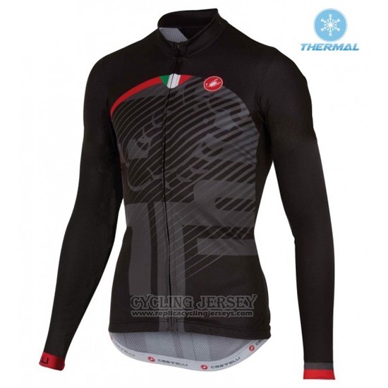 2016 Cycling Jersey Women Castelli Black and Red Long Sleeve and Bib Tight