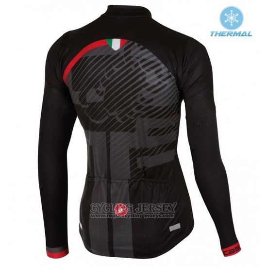 2016 Cycling Jersey Women Castelli Black and Red Long Sleeve and Bib Tight
