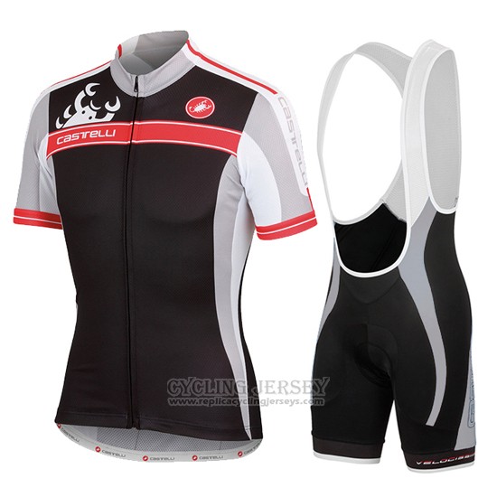 2016 Cycling Jersey Women Castelli Black and Red Short Sleeve and Bib Short