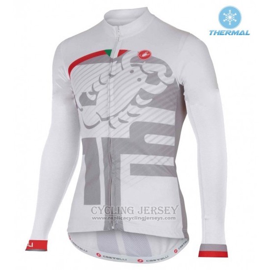 2016 Cycling Jersey Women Castelli White and Red Long Sleeve and Bib Tight