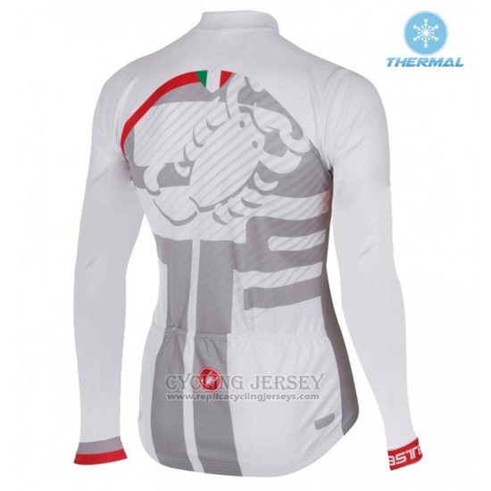 2016 Cycling Jersey Women Castelli White and Red Long Sleeve and Bib Tight