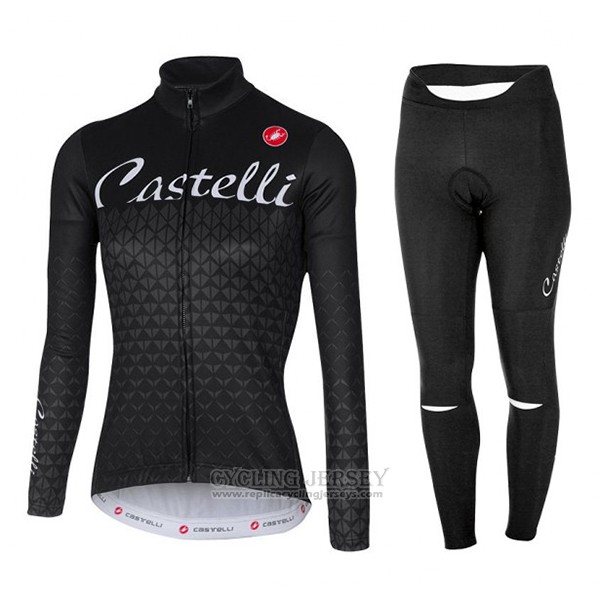 2017 Cycling Jersey Women Castelli Black Long Sleeve and Bib Tight