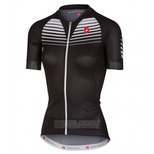 2017 Cycling Jersey Women Castelli Black and White Short Sleeve and Bib Short