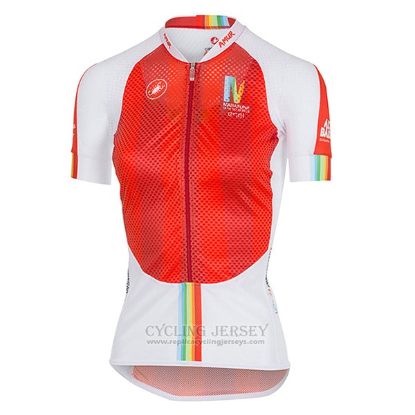2017 Cycling Jersey Women Castelli Maratona Red and White Short Sleeve and Bib Short