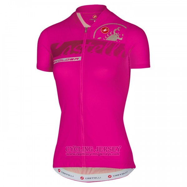 2017 Cycling Jersey Women Castelli Pink Short Sleeve and Bib Short