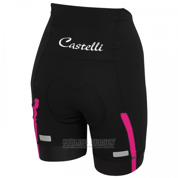 2017 Cycling Jersey Women Castelli Pink Short Sleeve and Bib Short