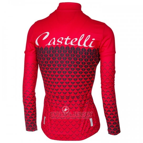 2017 Cycling Jersey Women Castelli Red Long Sleeve and Bib Tight