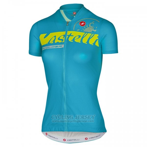 2017 Cycling Jersey Women Castelli Sky Blue Short Sleeve and Bib Short