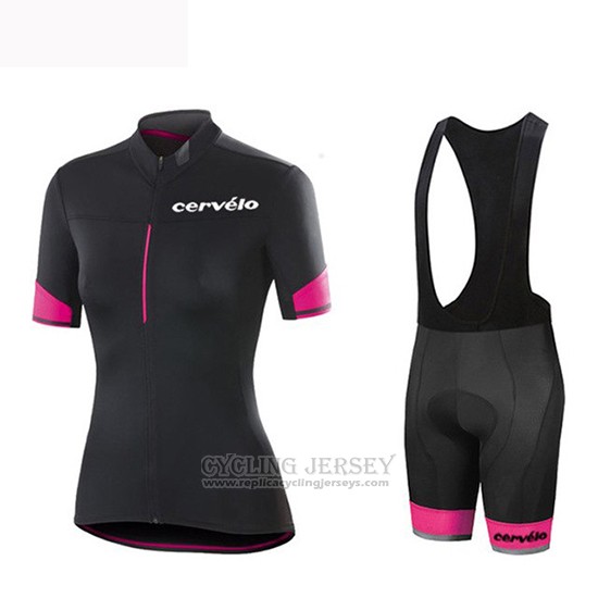 2019 Cycling Jersey Women Cervelo Black Red Short Sleeve and Bib Short