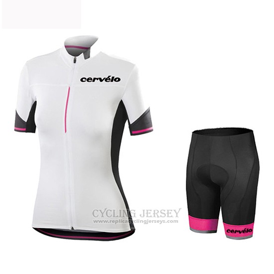 2019 Cycling Jersey Women Cervelo White Black Short Sleeve and Bib Short
