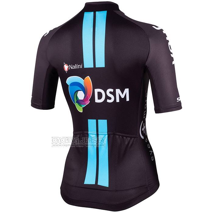 2023 Cycling Jersey Women DSM Black Short Sleeve and Bib Short