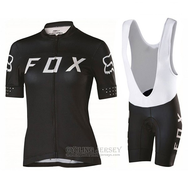 2017 Cycling Jersey Women Fox Black Short Sleeve and Bib Short