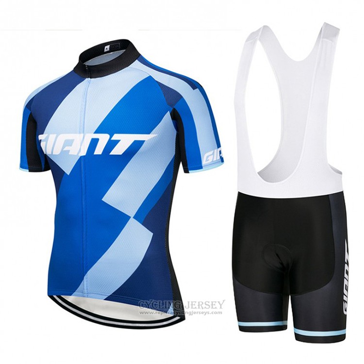 2018 Cycling Jersey Giant Blue and Black Short Sleeve and Bib Short