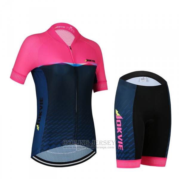2018 Cycling Jersey Women Jokvie Pink Dark Blue Short Sleeve Salopette