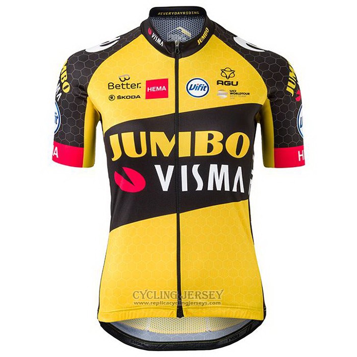2021 Cycling Jersey Women Jumbo Visma Black Yellow Short Sleeve And Bib ...