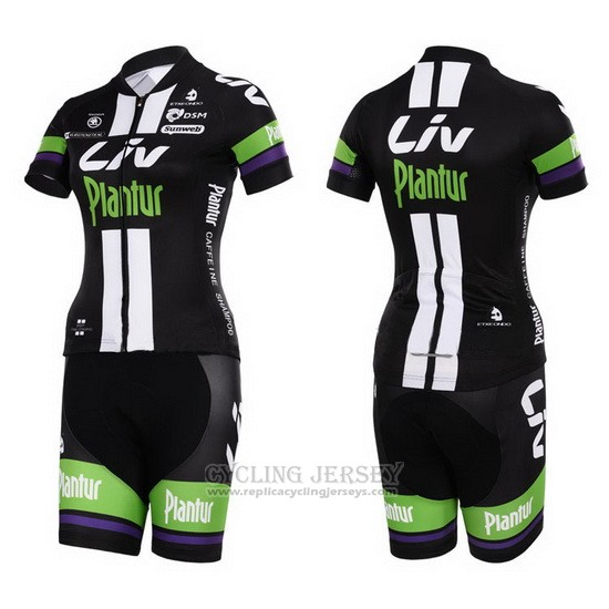 2015 Cycling Jersey Women Liv White and Black Short Sleeve and Bib Short