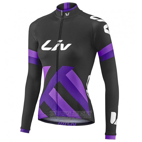 2017 Cycling Jersey Women Liv Black and Purple Long Sleeve and Bib Tight