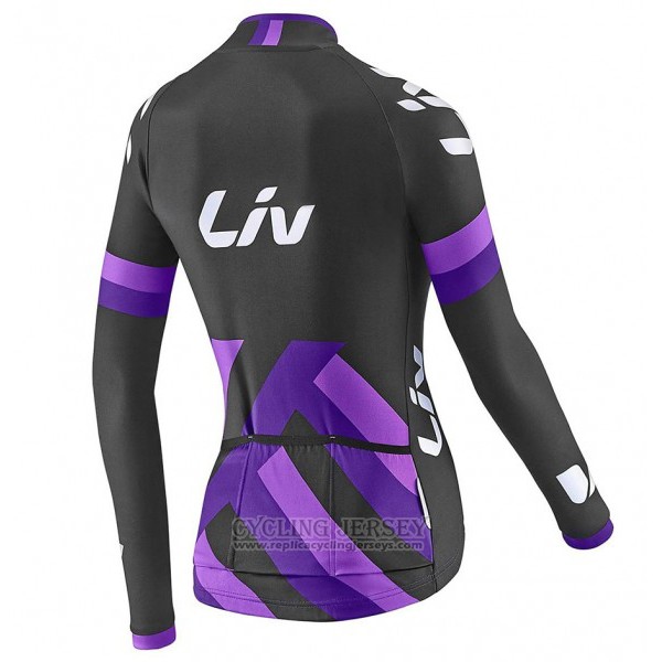 2017 Cycling Jersey Women Liv Black and Purple Long Sleeve and Bib Tight