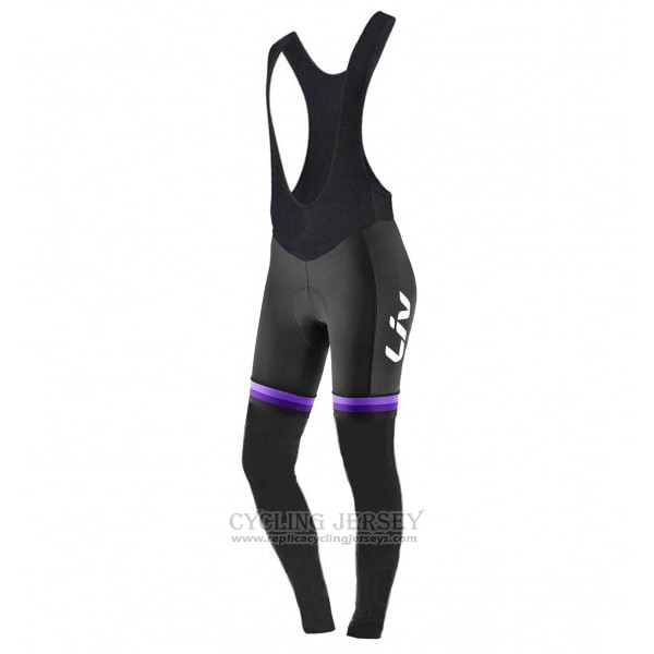 2017 Cycling Jersey Women Liv Black and Purple Long Sleeve and Bib Tight