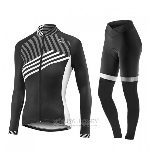 2017 Cycling Jersey Women Liv Black and White Long Sleeve and Bib Tight