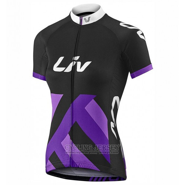 2017 Cycling Jersey Women Liv Race Day Black and Purple Short Sleeve and Bib Short