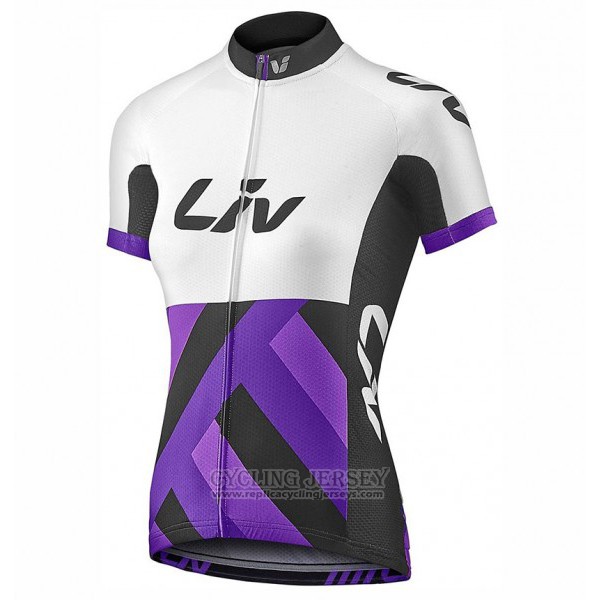 2017 Cycling Jersey Women Liv Race Day White and Purple Short Sleeve and Bib Short
