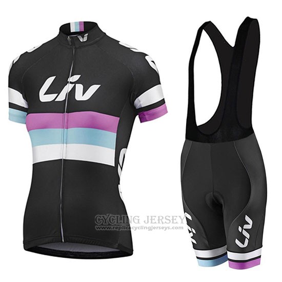 2019 Cycling Jersey Women Liv Black White Purple Short Sleeve and Bib Short