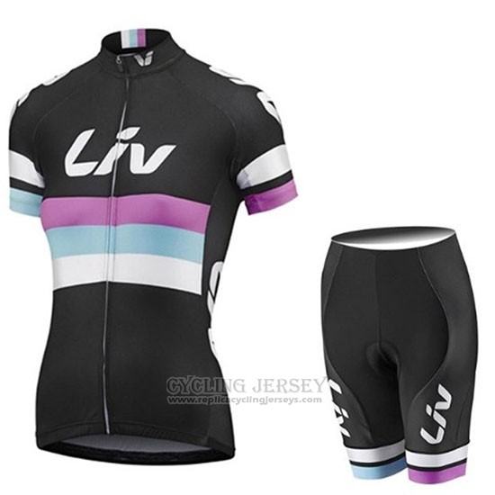 2019 Cycling Jersey Women Liv Black White Purple Short Sleeve and Bib Short