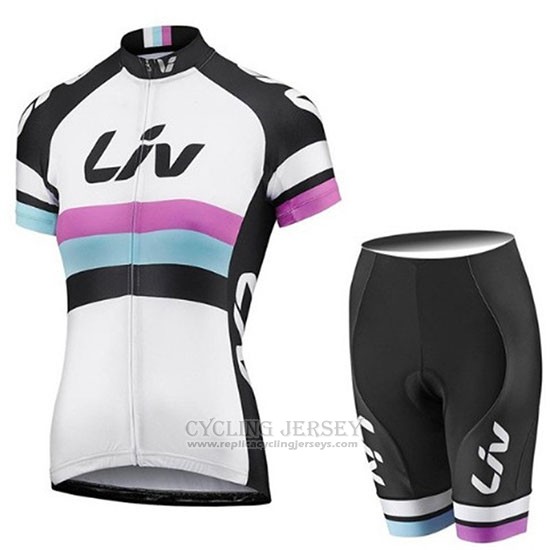 2019 Cycling Jersey Women Liv White Black Short Sleeve and Bib Short