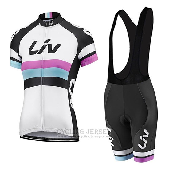 2019 Cycling Jersey Women Liv White Black Short Sleeve and Bib Short
