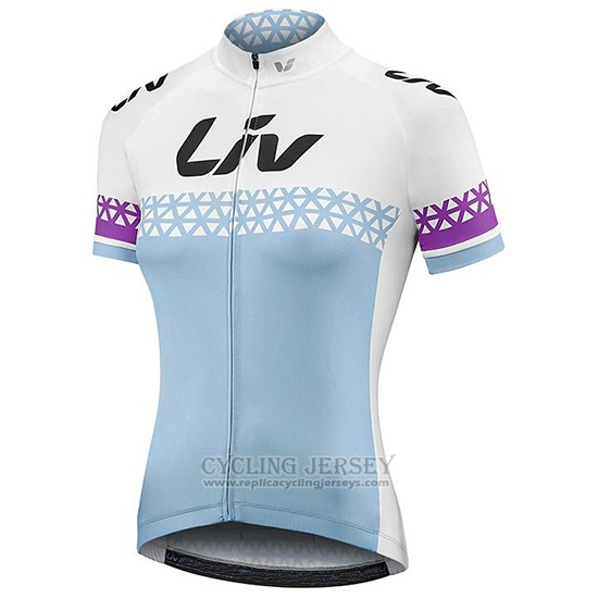 2019 Cycling Jersey Women Liv White Blue Short Sleeve and Bib Short