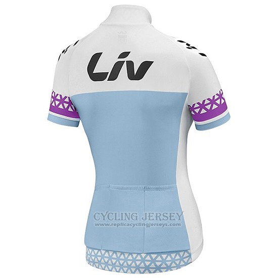 2019 Cycling Jersey Women Liv White Blue Short Sleeve and Bib Short