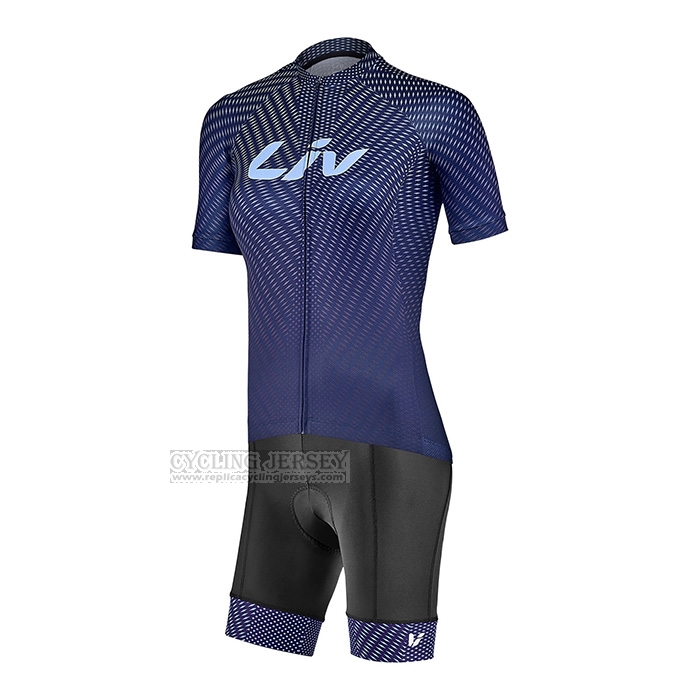 2022 Cycling Jersey Women Liv Deep Blue Short Sleeve and Bib Short