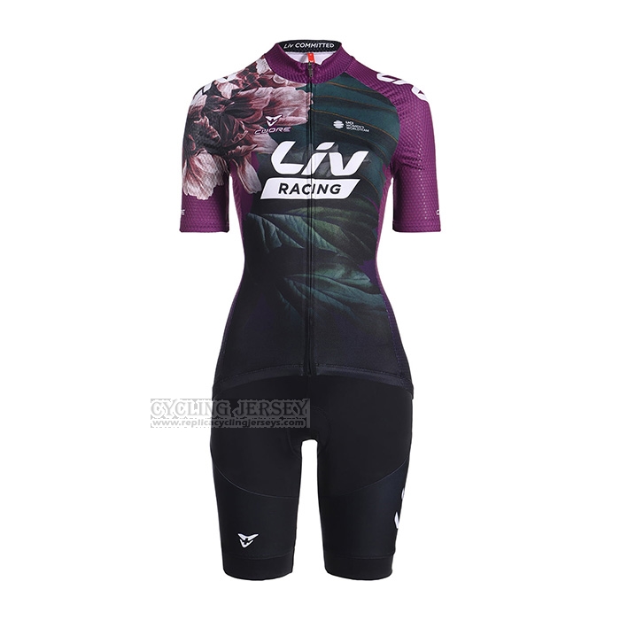 2022 Cycling Jersey Women Liv Purple Short Sleeve and Bib Short