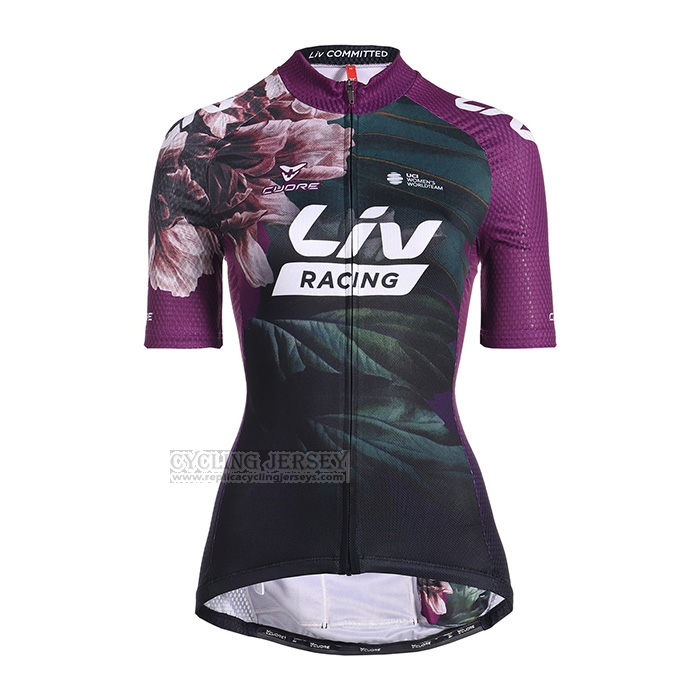 2022 Cycling Jersey Women Liv Purple Short Sleeve and Bib Short