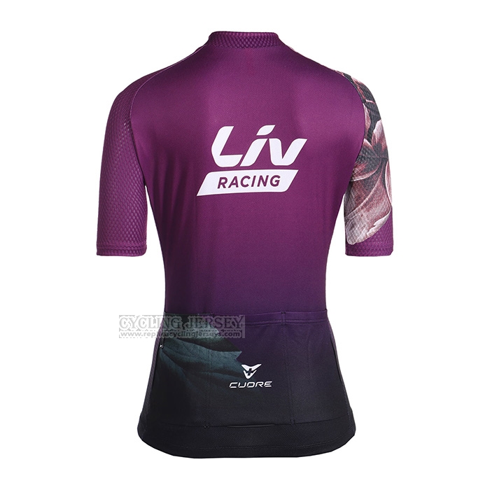 2022 Cycling Jersey Women Liv Purple Short Sleeve and Bib Short