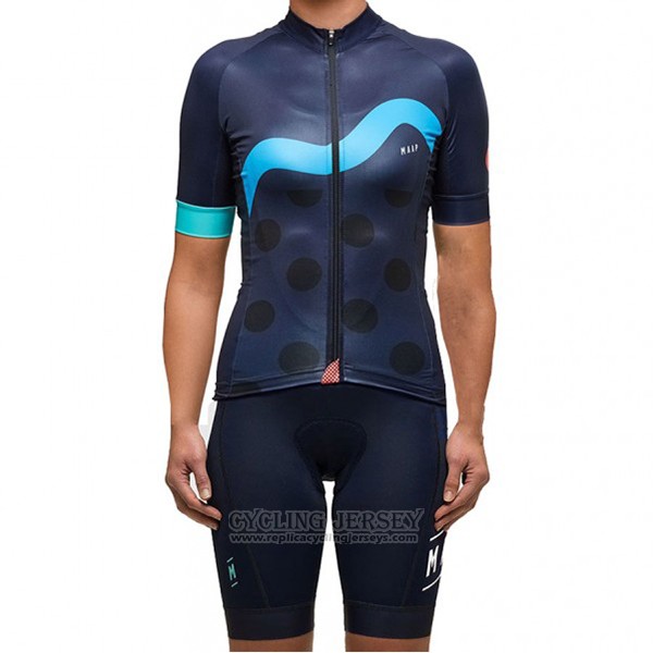 2017 Cycling Jersey Women Maap Deep Blue Short Sleeve and Bib Short