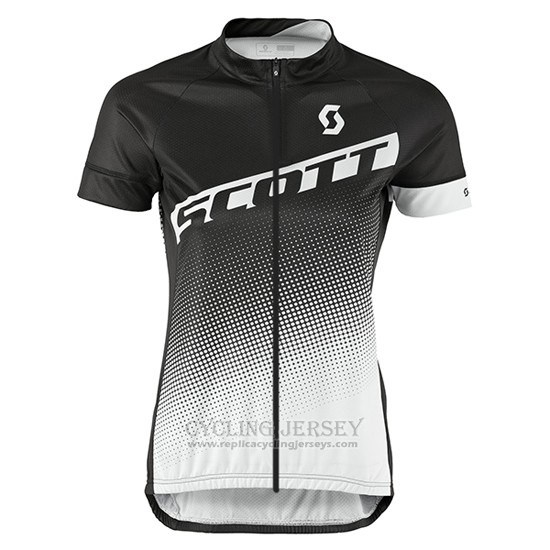 2016 Cycling Jersey Women Scott Black and Gray Short Sleeve and Bib Short