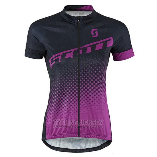 2016 Cycling Jersey Women Scott Black and Red Short Sleeve and Bib Short