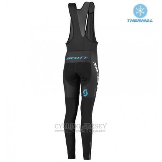 2016 Cycling Jersey Women Scott Blue and Black Long Sleeve and Bib Tight