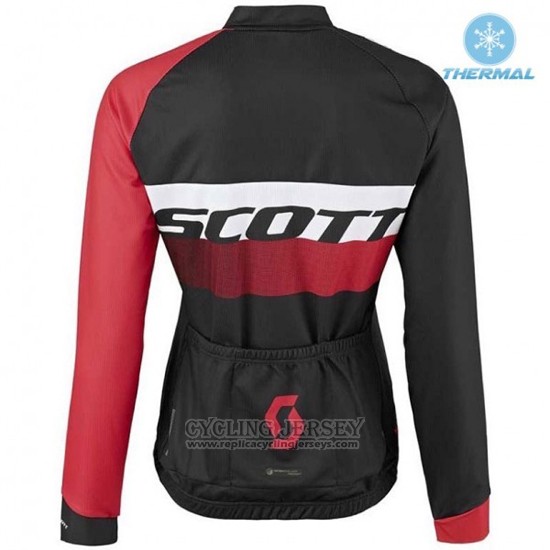 2016 Cycling Jersey Women Scott Red and Black Long Sleeve and Bib Tight
