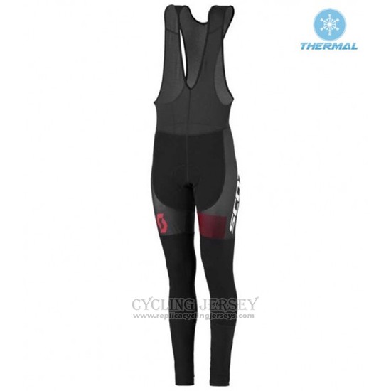 2016 Cycling Jersey Women Scott Red and Black Long Sleeve and Bib Tight
