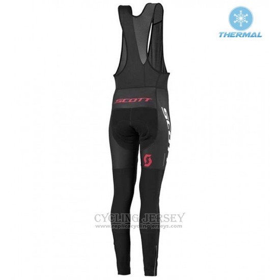 2016 Cycling Jersey Women Scott Red and Black Long Sleeve and Bib Tight