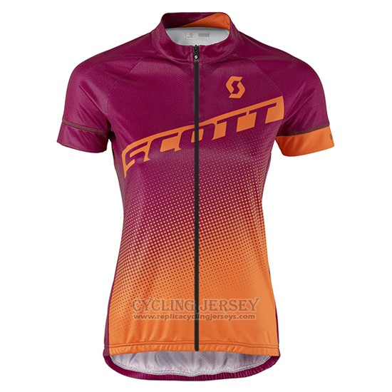2016 Cycling Jersey Women Scott Red and Orange Short Sleeve and Bib Short