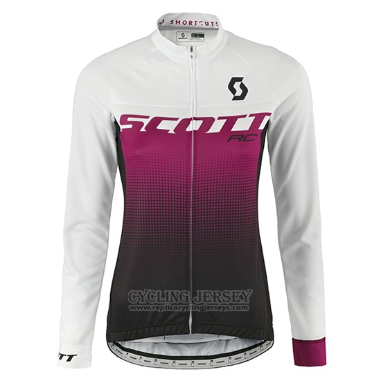 2016 Cycling Jersey Women Scott Red and White Long Sleeve and Bib Tight