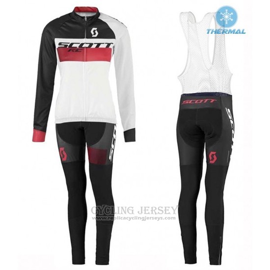 2016 Cycling Jersey Women Scott White and Black Long Sleeve and Bib Tight