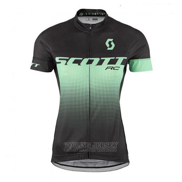 2017 Cycling Jersey Women Scott Black and Green Short Sleeve and Bib Short